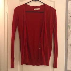 Red v neck cardigan